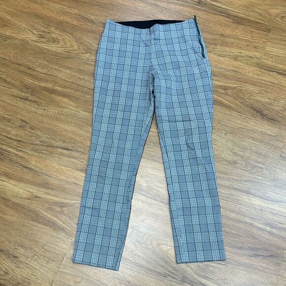 A New Day Womens Size 4 Side Zip Skinny Cropped Pants Gray Plaid Mid-Rise - Picture 1 of 8